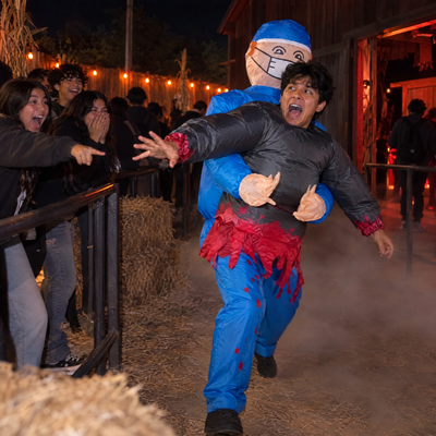 The Malpractice costume at a haunted house